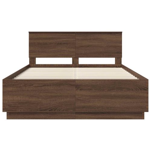 Рамка за легло с таблото Кафяв дъб 140 x 190 cm Инженерно дърво