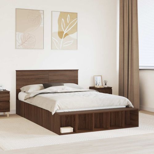 Рамка за легло с рафт Кафяв дъб 150 x 200 cm Инженерно дърво