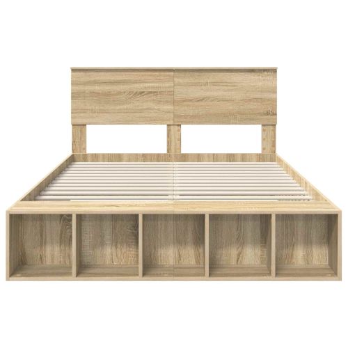 Рамка за легло с рафт Сонома дъб 140 x 190 cm Инженерно дърво