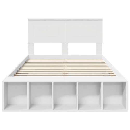 Рамка за легло с рафт Бяло 135 x 190 cm Инженерно дърво