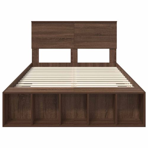 Рамка за легло с рафт Кафяв дъб 120 x 190 cm Инженерно дърво