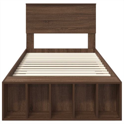 Рамка за легло с рафт Кафяв дъб 90 x 200 cm Инженерно дърво