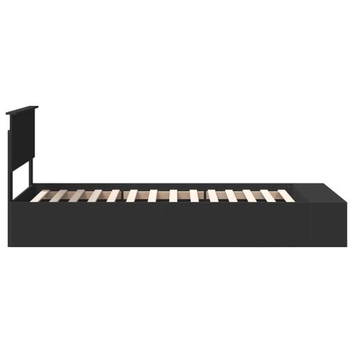 Рамка за легло с рафт Черно 75 x 190 cm Инженерно дърво