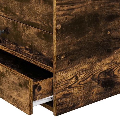 Легло-диван Димящ дъб и черно 100 x 200 cm Инженерно дърво