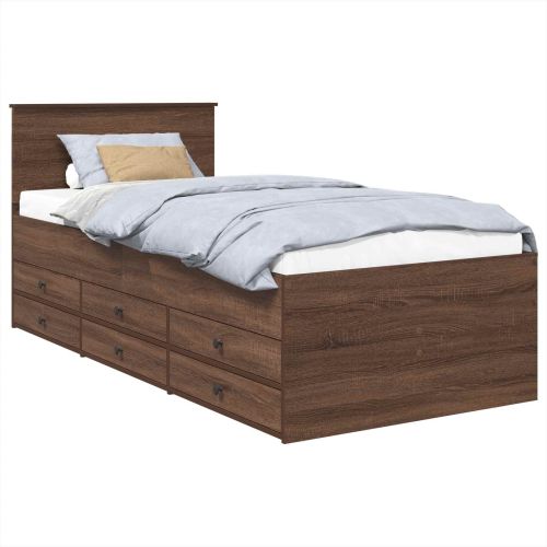 Легло-диван Кафяв дъб и черно 100 x 200 cm Инженерно дърво