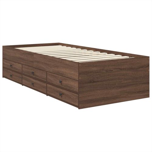 Легло-диван Кафяв дъб и черно 100 x 200 cm Инженерно дърво