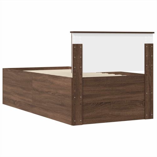 Легло-диван Кафяв дъб и черно 100 x 200 cm Инженерно дърво