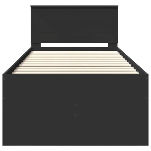 Легло-диван с чекмедже Черно 90 x 200 cm Инженерно дърво