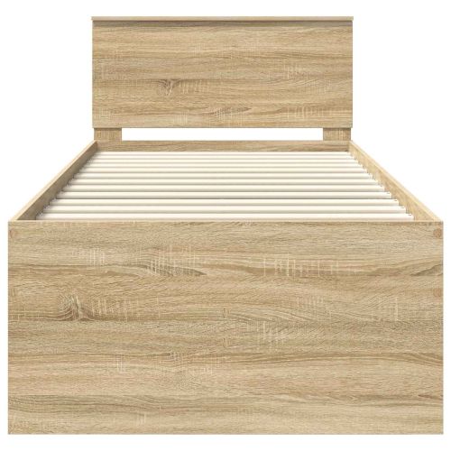 Легло-диван Сономски дъб и черно 90 x 200 cm Инженерно дърво