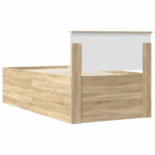 Легло-диван Сономски дъб и черно 90 x 200 cm Инженерно дърво