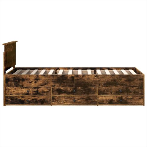 Легло-диван Димящ дъб и черно 90 x 200 cm Инженерно дърво