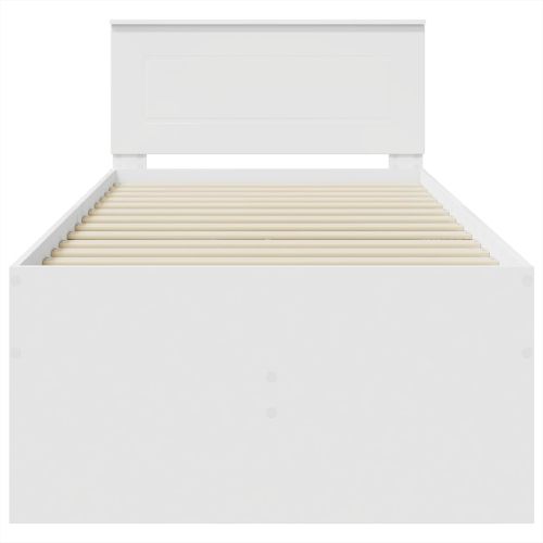 Легло-диван с чекмедже Бял и черен 75 x 190 cm Инженерно дърво