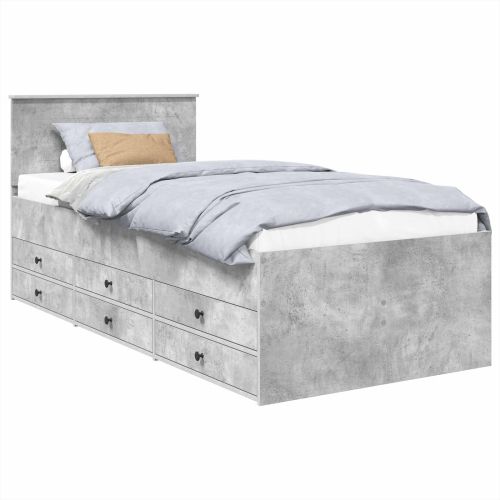 Легло-диван Сив бетон и черно 75 x 190 cm Инженерно дърво