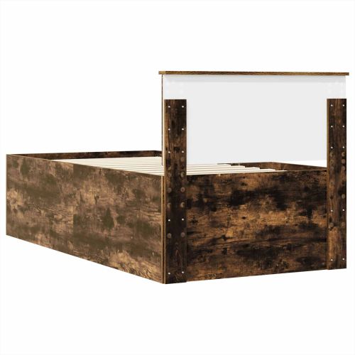 Легло-диван Димящ дъб и черно 75 x 190 cm Инженерно дърво