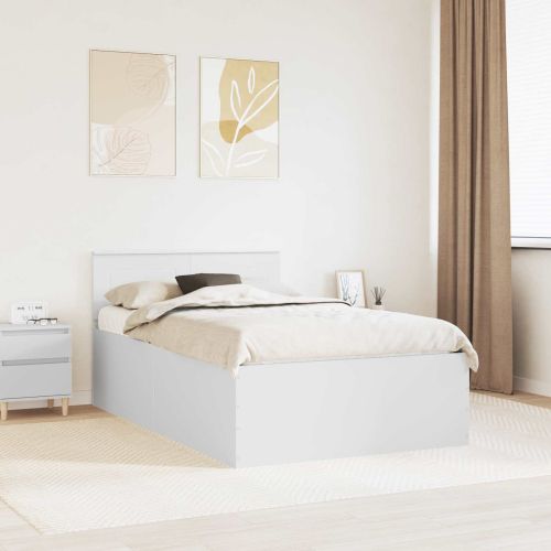 Рамка за легло с таблото Бяло 135 x 190 cm Инженерно дърво