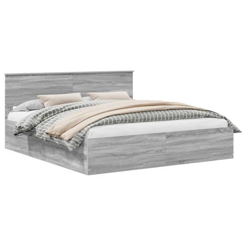 Рамка за легло Сив Сонома 200 x 200 cm Инженерно дърво