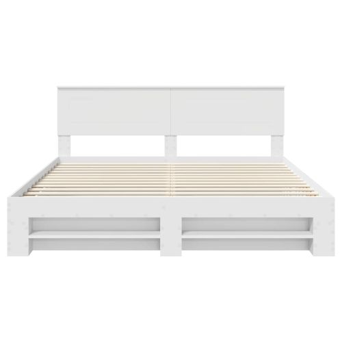 Рамка за легло с таблото Бяло 200 x 200 cm Инженерно дърво
