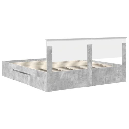 Рамка за легло Циментено сиво 200 x 200 cm Инженерно дърво