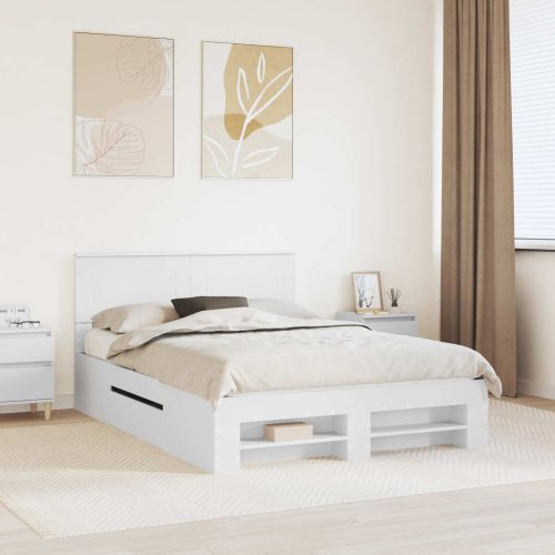 Рамка за легло с таблото Бяло 160 x 200 cm Инженерно дърво