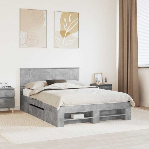 Рамка за легло Циментено сиво 140 x 200 cm Инженерно дърво