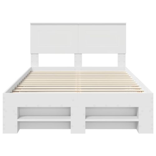Рамка за легло с таблото Бяло 137 x 203 см Инженерно дърво