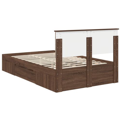 Рамка за легло с таблото Кафяв дъб 137 x 203 см Инженерно дърво