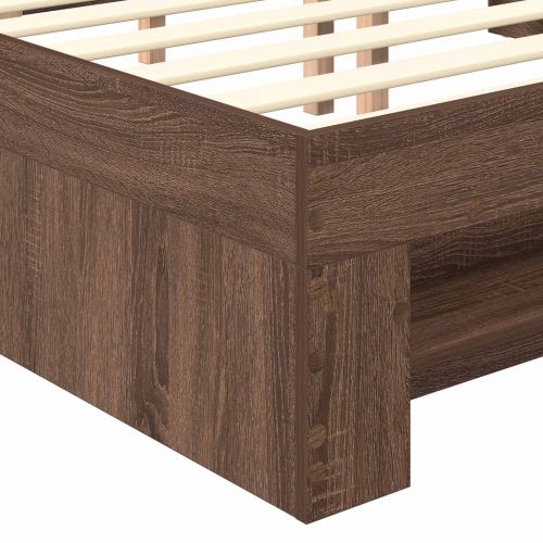 Рамка за легло с таблото Кафяв дъб 137 x 203 см Инженерно дърво