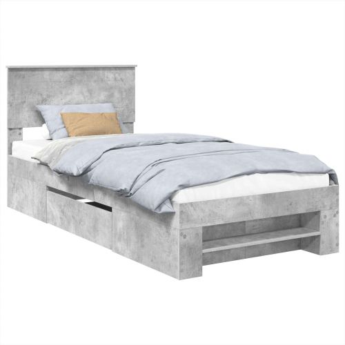 Рамка за легло Циментено сиво 100 x 200 м Инженерно дърво