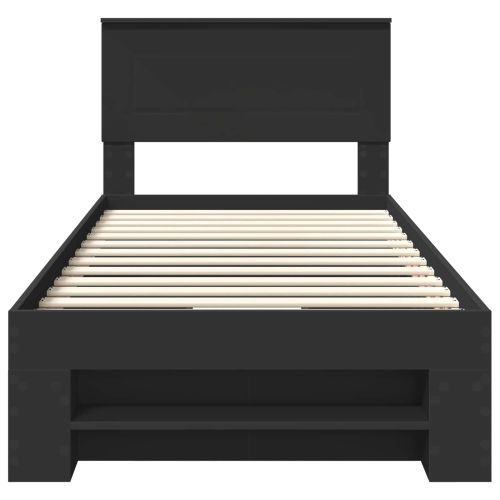 Рамка за легло с таблото Черно 90 x 200 cm Инженерно дърво
