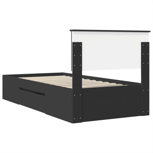 Рамка за легло с таблото Черно 90 x 200 cm Инженерно дърво