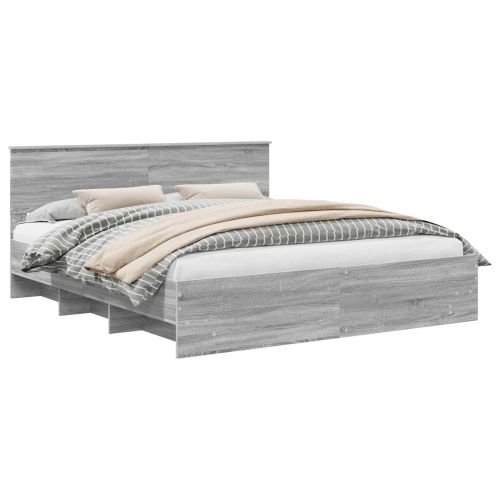 Рамка за легло Сив Сонома 200 x 200 cm Инженерно дърво