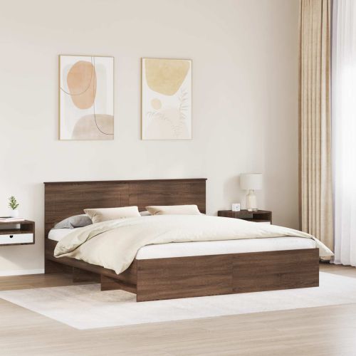 Рамка за легло с таблото Кафяв дъб 200 x 200 cm Инженерно дърво