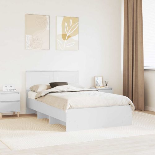 Рамка за легло с таблото Бяло 120 x 123 см Инженерно дърво