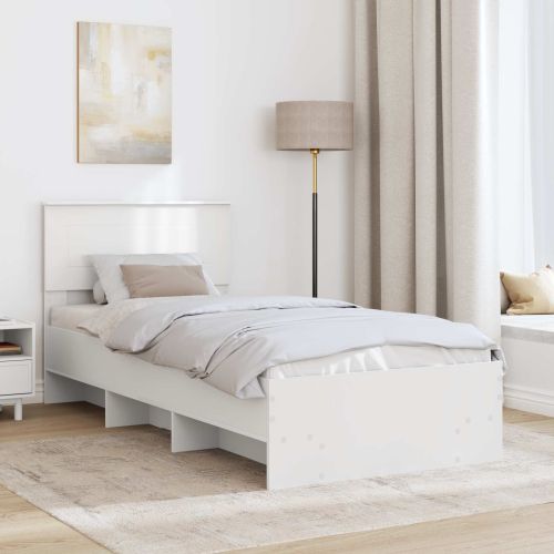 Рамка за легло с таблото Бяло 90 x 200 cm Инженерно дърво