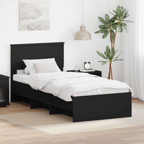Рамка за легло с таблото Черно 90 x 200 cm Инженерно дърво