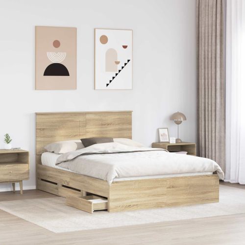 Рамка за легло Сонома дъб 140 x 190 cm Инженерна дървесина