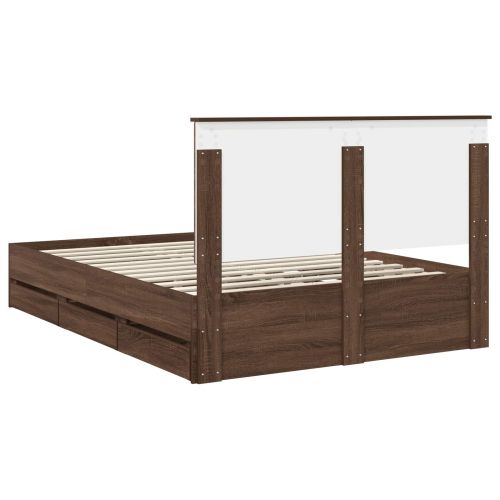 Рамка за легло Кафяв дъб 140 x 190 cm Инженерна дървесина