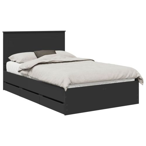 Рамка за легло с таблото Черно 135 x 190 cm Инженерна дървесина