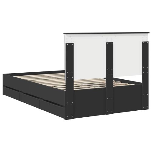 Рамка за легло с таблото Черно 135 x 190 cm Инженерна дървесина