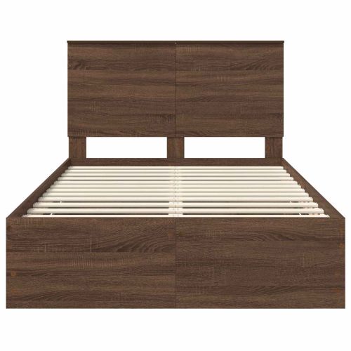 Рамка за легло Кафяв дъб 135 x 190 cm Инженерна дървесина