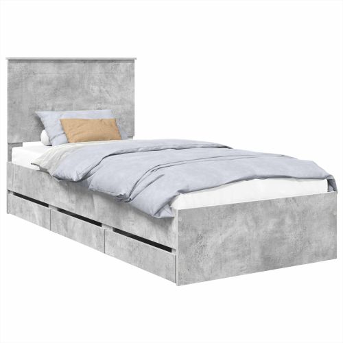 Рамка за легло Циментено сиво 100 x 200 cm Инженерна дървесина