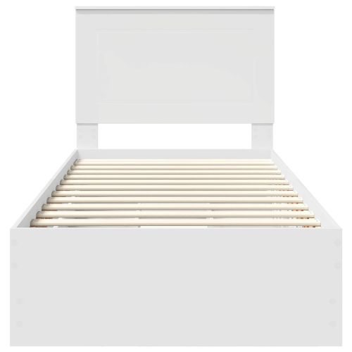 Рамка за легло с чекмедже Бяло 90 x 190 cm Инженерна дървесина