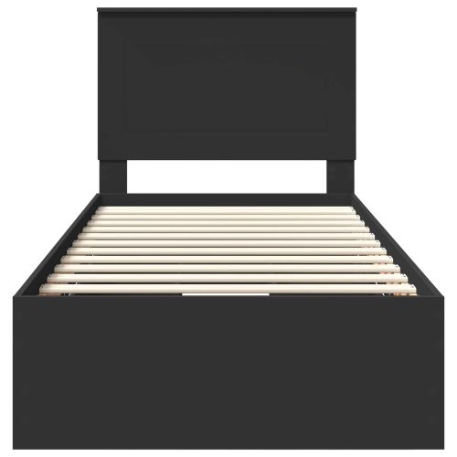 Рамка за легло с чекмедже Черно 90 x 190 cm Инженерна дървесина