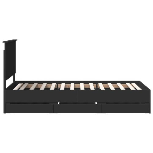 Рамка за легло с чекмедже Черно 90 x 190 cm Инженерна дървесина