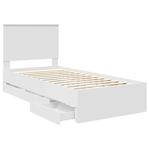 Рамка за легло с чекмедже Бяло 90 x 200 cm Инженерна дървесина