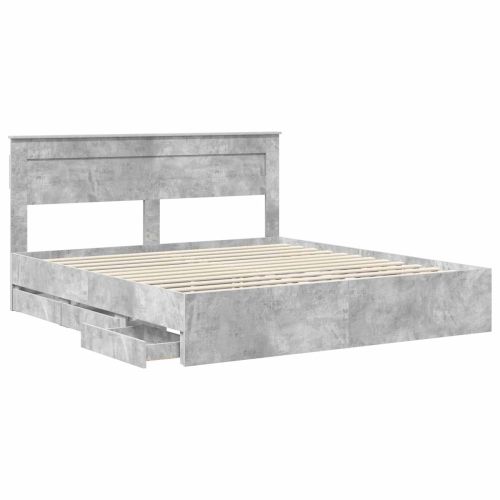 Рамка за легло Циментено сиво 200 x 200 cm Инженерна дървесина