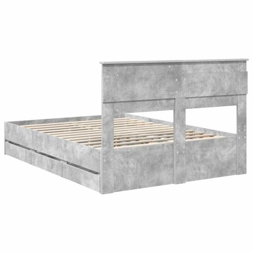 Рамка за легло Циментено сиво 150 x 200 cm Инженерна дървесина