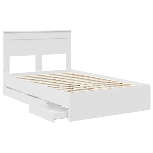 Рамка за легло с чекмедже Бяло 120 x 200 cm Инженерна дървесина