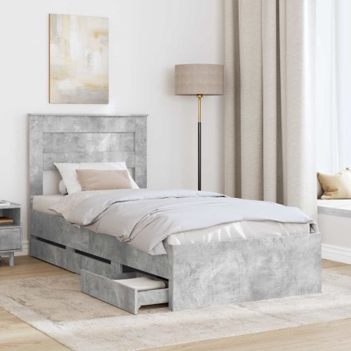 Рамка за легло Циментено сиво 100 x 200 cm Инженерна дървесина