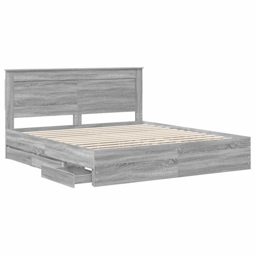 Рамка за легло Сив Сонома 200 x 200 cm Инженерна дървесина
